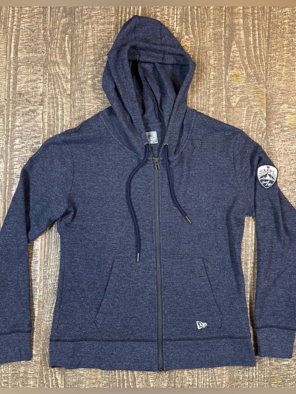 Navy Zip-Up New Era Hoodie Jacket for Women.  Waffle knit pattern
